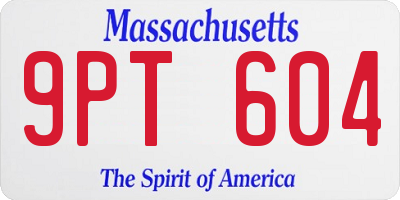 MA license plate 9PT604