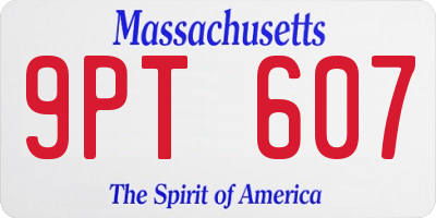 MA license plate 9PT607