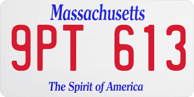 MA license plate 9PT613