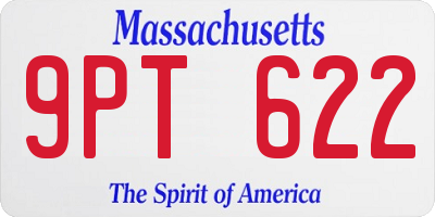 MA license plate 9PT622