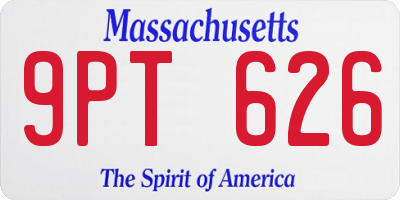 MA license plate 9PT626