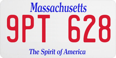 MA license plate 9PT628