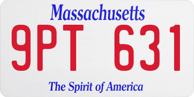 MA license plate 9PT631