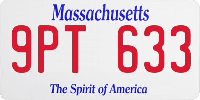 MA license plate 9PT633