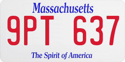 MA license plate 9PT637