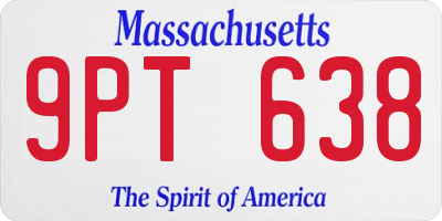 MA license plate 9PT638