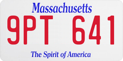 MA license plate 9PT641
