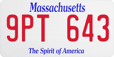 MA license plate 9PT643