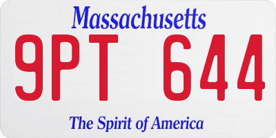MA license plate 9PT644