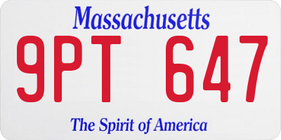 MA license plate 9PT647