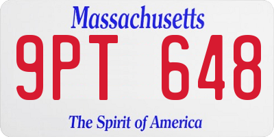 MA license plate 9PT648