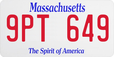 MA license plate 9PT649