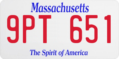 MA license plate 9PT651