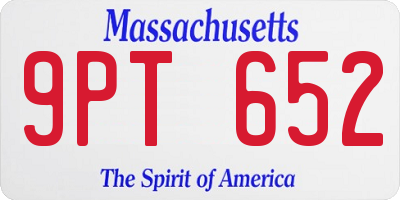 MA license plate 9PT652