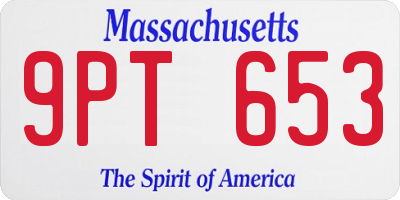 MA license plate 9PT653