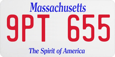MA license plate 9PT655