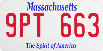 MA license plate 9PT663