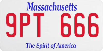 MA license plate 9PT666