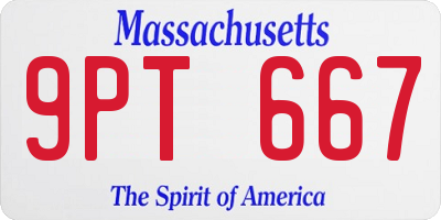 MA license plate 9PT667
