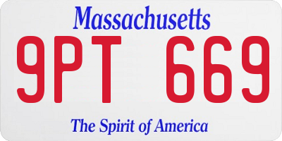 MA license plate 9PT669
