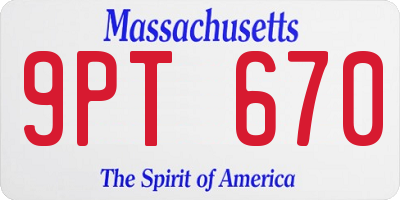 MA license plate 9PT670