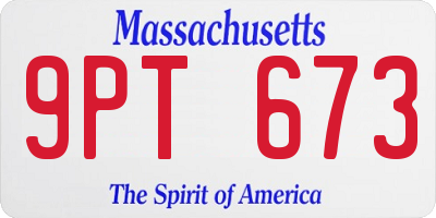 MA license plate 9PT673