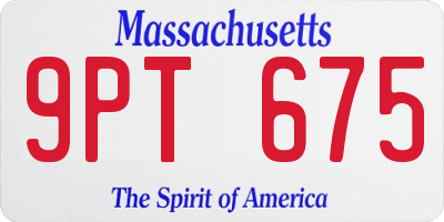 MA license plate 9PT675