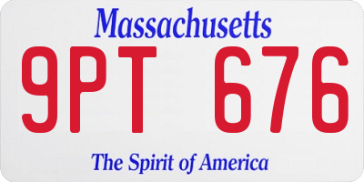 MA license plate 9PT676