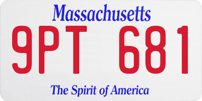 MA license plate 9PT681
