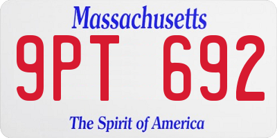 MA license plate 9PT692