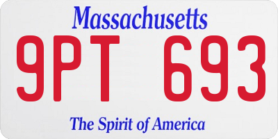 MA license plate 9PT693