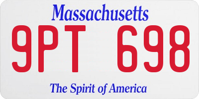 MA license plate 9PT698