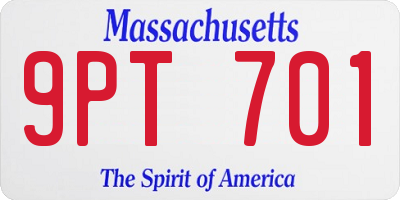 MA license plate 9PT701