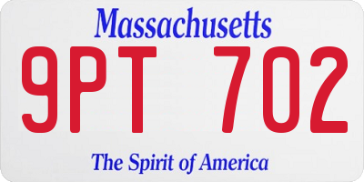 MA license plate 9PT702