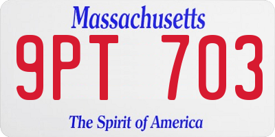 MA license plate 9PT703