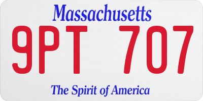 MA license plate 9PT707