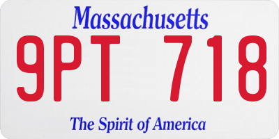 MA license plate 9PT718