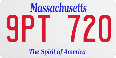 MA license plate 9PT720