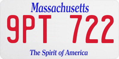 MA license plate 9PT722