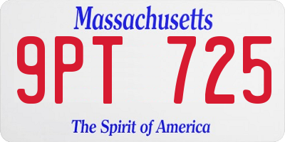 MA license plate 9PT725