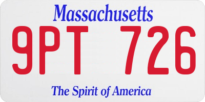 MA license plate 9PT726