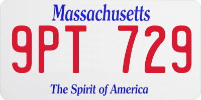 MA license plate 9PT729