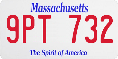 MA license plate 9PT732