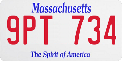 MA license plate 9PT734