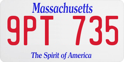 MA license plate 9PT735
