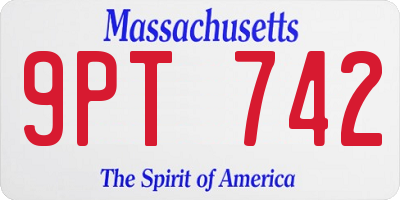 MA license plate 9PT742