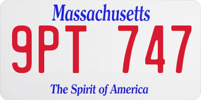 MA license plate 9PT747