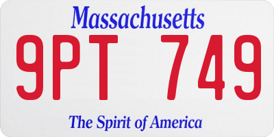 MA license plate 9PT749