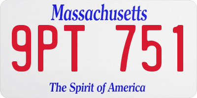 MA license plate 9PT751