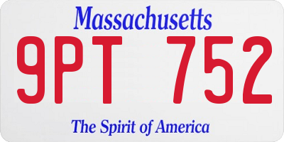 MA license plate 9PT752